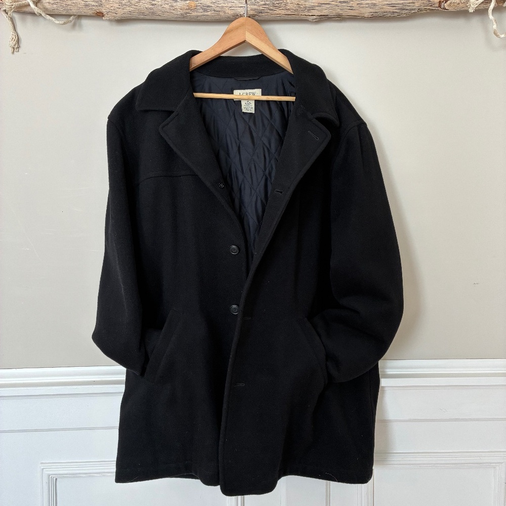 J Crew Men's Wool Blend Classic Overcoat Black XL